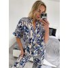 Souprava letní košile a kalhoty dámská (S/M ONE SIZE) ITALSKÁ MÓDA IMM246992/DU (Velikost S/M/L, Barva modrá)