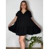 Šaty letní oversize krátký rukáv dámské nadrozměr (42/44/46 ONE SIZE) ITALSKá MóDA IM424386/DUR (Velikost 44/46, Barva Černá)
