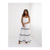 Šaty dlouhé elegantní letní na ramínka dámské (XS/S ONE SIZE) POLSKÁ MÓDA IMLAZ2457268/DU (Velikost S/M/L, Barva bílá)