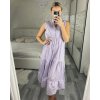 Šaty letní košilové plátěné bez rukávu dámské proužek (S/M/L ONE SIZE) ITALSKÁ MÓDA IMWAA24631/DUR (Velikost M/L, Barva modrá)