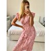 Šaty dlouhé žabičkované letní krátký rukáv dámské (M/L, XL/2XL ONE SIZE)  IMB2428-1/DUR (Velikost M/L, Barva Černá)