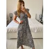 Šaty dlouhé žabičkované letní krátký rukáv dámské (M/L, XL/2XL ONE SIZE)  IMB2428-1/DUR (Velikost M/L, Barva Černá)