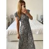 Šaty dlouhé žabičkované letní krátký rukáv dámské (M/L, XL/2XL ONE SIZE)  IMB2428-1/DUR (Velikost M/L, Barva Černá)