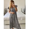 Šaty dlouhé žabičkované letní krátký rukáv dámské (M/L, XL/2XL ONE SIZE)  IMB2428-1/DUR (Velikost M/L, Barva Černá)