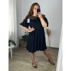 Šaty krátké s páskem  carmen dámské nadrozměr (48/50 ONE SIZE) ITALSKÁ MÓDA IMWEC24115/DUR (Velikost 48/50, Barva Černá)