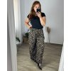 Kalhoty letní dlouhé dámské nadrozměr (S/M/L/XL/2XL) ITALSKÁ MÓDA IMWEC24ALEK-3/DUR (Velikost L/XL, Barva hnědá leopard)