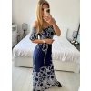 Šaty dlouhé carmen elegantní icecool krátký rukáv dámské (M/L, XL/2XL) AINUOSI  ITALSKÁ MODA IMB247011/DUR (Velikost M/L, Barva bílá)