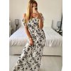 Šaty carmen žabičkované letní krátký rukáv dámské (M/L, XL/2XL ONE SIZE)  IMB24B230/DUR (Velikost M/L, Barva bílá)