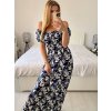 Šaty carmen žabičkované letní krátký rukáv dámské (M/L, XL/2XL ONE SIZE)  IMB24B230/DUR (Velikost M/L, Barva bílá)