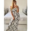 Šaty carmen žabičkované letní krátký rukáv dámské (M/L, XL/2XL ONE SIZE)  IMB24B230/DUR (Velikost M/L, Barva bílá)