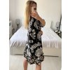 Šaty španělské letní krátký rukáv dámská  (S/M/L ONE SIZE) ITALSKÁ MÓDA IMM24M4247/DU (Velikost M/L, Barva Černá)