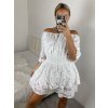 Overal krátký krajkový boho 3/4 dlouhý rukáv dámský (S/M/L ONE SIZE) ITALSKÁ MÓDA IMWGS24127/DU (Velikost S/M/L, Barva bílá)