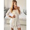Overal krátký krajkový boho 3/4 dlouhý rukáv dámský (S/M/L ONE SIZE) ITALSKÁ MÓDA IMWGS24127/DU (Velikost S/M/L, Barva bílá)
