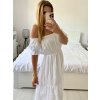 Šaty letní mušelínové carmen krátký rukáv dámské (S/M/L ONE SIZE) ITALSKÁ MÓDA IMWAE24542/DUR (Velikost M/L, Barva bílá)