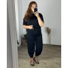 Souprava letní oversize tunika krátká rukáv a kalhoty dámská nadrozměr (48/50 ONE SIZE) ITALSKÁ MÓDA IMWCH24DIANA/DUR (Velikost 48/50, Barva Černá)
