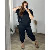 Souprava letní oversize tunika krátká rukáv a kalhoty dámská nadrozměr (48/50 ONE SIZE) ITALSKÁ MÓDA IMWCH24DIANA/DUR (Velikost 48/50, Barva Černá)