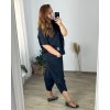 Souprava letní oversize tunika krátká rukáv a kalhoty dámská nadrozměr (48/50 ONE SIZE) ITALSKÁ MÓDA IMWCH24DIANA/DUR (Velikost 48/50, Barva Černá)
