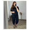 Souprava letní oversize tunika krátká rukáv a kalhoty dámská nadrozměr (48/50 ONE SIZE) ITALSKÁ MÓDA IMWCH24DIANA/DUR (Velikost 48/50, Barva Černá)
