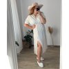 Šaty dlouhé viskoza krátký rukáv dámské (46/48/50 ONE SIZE) ITALSKÁ MÓDA IMWBH24056V/DR (Velikost 46/48, Barva béžová)