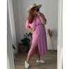 Šaty dlouhé viskoza krátký rukáv dámské (46/48/50 ONE SIZE) ITALSKÁ MÓDA IMWBH24056V/DR (Velikost 46/48, Barva béžová)