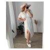 Šaty dlouhé viskoza krátký rukáv dámské (46/48/50 ONE SIZE) ITALSKÁ MÓDA IMWBH24056V/DR (Velikost 46/48, Barva béžová)