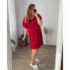 Šaty elegantní krátký rukáv dámské nadrozměr (50/52 ONE SIZE) ITALSKá MóDA IM424060/DR (Velikost 50/52, Barva červená)