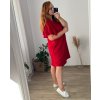Šaty elegantní krátký rukáv dámské nadrozměr (50/52 ONE SIZE) ITALSKá MóDA IM424060/DR (Velikost 50/52, Barva červená)