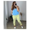 Kalhoty strečové dlouhé dámské nadrozměr (50/52 ONE SIZE) ITALSKÁ MÓDA IMPSH23B0002A/DR (Velikost 50/52, Barva zelená mintova)