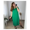 Šaty letní krátký rukáv dámské nadrozměr (50/52 ONE SIZE) ITALSKÁ MÓDA IM424DITA/DR (Velikost 50/52, Barva zelená)