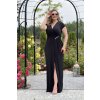 Šaty dlouhé společenské krátký rukáv dámské nadrozměr (40-50 ONE SIZE) POLSKÁ MÓDA PMLEL24DIANA/DR (Velikost 40, Barva Černá)