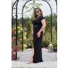 Šaty dlouhé společenské krátký rukáv dámské nadrozměr (40-50 ONE SIZE) POLSKÁ MÓDA PMLEL24DIANA/DR (Velikost 40, Barva Černá)