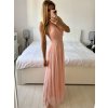 Šaty dlouhé společenské bez rukávu dámské (S/M ONE SIZE) ITALSKÁ MÓDA IMPSH2420019/DU (Velikost S/M/L, Barva růžová)