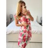 Šaty letní elegantní krátký rukáv dámské (38/40 ONE SIZE) ITALSKÁ MÓDA IMPES249581-1/DU (Velikost 38/40, Barva tmavě růžová)
