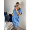 Šaty klasik riflové krátký rukáv dámské (L/2XL ONE SIZE) ITALSKá MóDA IM721022/DR
