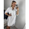 Šaty volnočasové oversize košilové dlouhý rukáv dámské nadrozměr (S/M/L/XL ONE SIZE) ITALSKÁ MÓDA IMD22512/DU (Velikost M/L, Barva bílá)