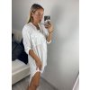 Šaty volnočasové oversize košilové dlouhý rukáv dámské nadrozměr (S/M/L/XL ONE SIZE) ITALSKÁ MÓDA IMD22512/DU (Velikost M/L, Barva bílá)