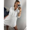 Šaty volnočasové oversize košilové dlouhý rukáv dámské nadrozměr (S/M/L/XL ONE SIZE) ITALSKÁ MÓDA IMD22512/DU (Velikost M/L, Barva bílá)