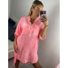 Šaty volnočasové oversize košilové dlouhý rukáv dámské nadrozměr (S/M/L/XL ONE SIZE) ITALSKÁ MÓDA IMD22512/DU (Velikost M/L, Barva bílá)