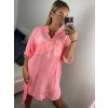 Šaty volnočasové oversize košilové dlouhý rukáv dámské nadrozměr (S/M/L/XL ONE SIZE) ITALSKÁ MÓDA IMD22512/DU (Velikost M/L, Barva bílá)