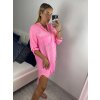 Šaty volnočasové oversize košilové dlouhý rukáv dámské nadrozměr (S/M/L/XL ONE SIZE) ITALSKÁ MÓDA IMD22512/DU (Velikost M/L, Barva bílá)