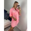 Šaty volnočasové oversize košilové dlouhý rukáv dámské nadrozměr (S/M/L/XL ONE SIZE) ITALSKÁ MÓDA IMD22512/DU (Velikost M/L, Barva bílá)