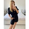 Souprava letní tunika a kraťasy mušelín dámská (S/M/L ONE SIZE) ITALSKÁ MÓDA IMWAH24555/DU (Velikost S/M/L, Barva Černá)