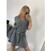 Šaty mušelínové s páskem 3/4 dlouhý rukáv dámské (S/M/L ONE SIZE) ITALSKÁ MÓDA IM424GINA/DU (Velikost M/L, Barva červená)