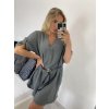 Šaty mušelínové s páskem 3/4 dlouhý rukáv dámské (S/M/L ONE SIZE) ITALSKÁ MÓDA IM424GINA/DU (Velikost M/L, Barva červená)