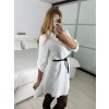 Tunika košilová dlouhý rukáv dámská (S/M/L ONE SIZE) ITALSKÁ MÓDA IMM24M3297/DUR (Velikost M/L, Barva bílá)