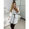 Tunika košilová dlouhý rukáv dámská (S/M/L ONE SIZE) ITALSKÁ MÓDA IMM24M3297/DUR (Velikost M/L, Barva bílá)