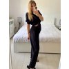 Souprava kalhoty dlouhé a tunika košilová krátký rukáv dámská (S/M ONE SIZE) ITALSKÁ MÓDA IMPSH2410986/DUR (Velikost S/M/L, Barva Černá)
