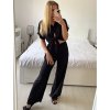 Souprava kalhoty dlouhé a tunika košilová krátký rukáv dámská (S/M ONE SIZE) ITALSKÁ MÓDA IMPSH2410986/DUR (Velikost S/M/L, Barva Černá)