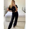 Souprava kalhoty dlouhé a tunika košilová krátký rukáv dámská (S/M ONE SIZE) ITALSKÁ MÓDA IMPSH2410986/DUR (Velikost S/M/L, Barva Černá)
