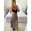 Sukně středně dlouhá saténová dámská (S/M ONE SIZE) ITALSKÁ MÓDA IMM24M6886B/DUR (Velikost S/M/L, Barva hnědá leopard)